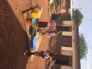 The kids at an orphanage in Bangui, Central African Republic pumping water for drinking and food preparation